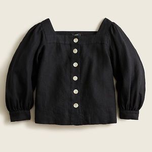 NWOT J Crew Squareneck button-front linen top S